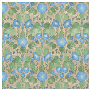 Gloire de matin assez bleue sur le tissu floral de
