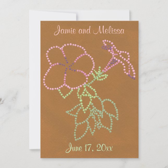 Gloire du matin rose vert brun mariage Invitations (Devant)