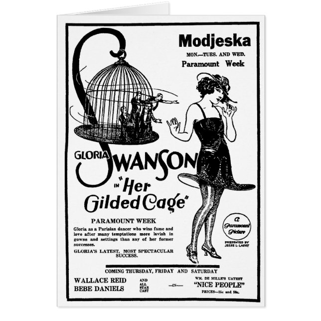Gloria Swanson ELLE A DORÉ la CAGE 1922 (Devant)