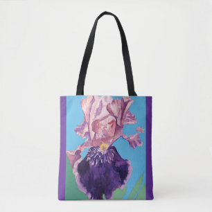 Glorieuse Aquarelle violette Iris Fleur Sac Floral