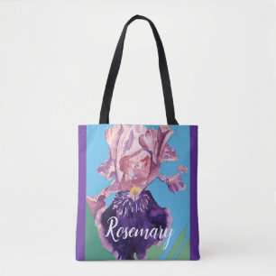 Glorieuse Aquarelle violette Iris Fleur Sac Floral