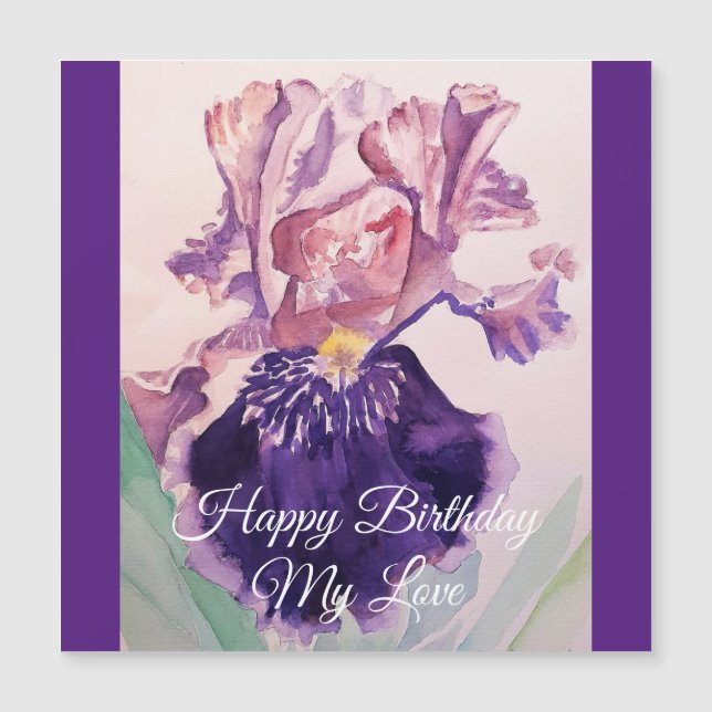 Glorieuse Aquarelle violette Iris Love Carte Anniv (Devant)