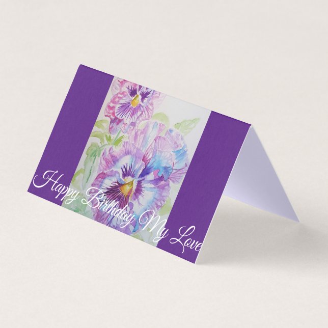 Glorieux Purple Pansy Peinture Love Carte Annivers (Front)