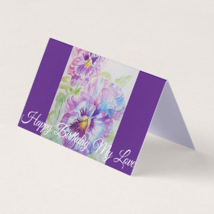 Glorieux Purple Pansy Peinture Love Carte Annivers
