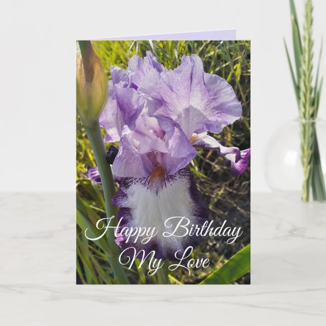 Glorieux violet Iris Fleur Floral Carte Anniversai (Devant)
