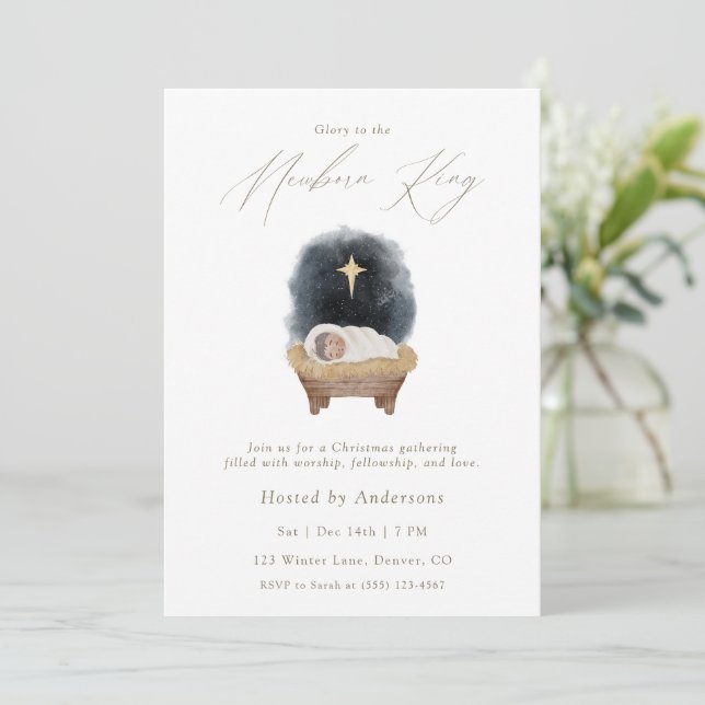 Glory to the Newborn King Christmas Invitation (Debout devant)