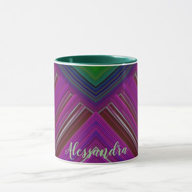 GLOSSY 3D brillant rose bleu vert ALESSANDRA ~ Mug (Centre)