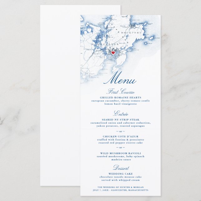 Gloucester Cape Ann Carte Élégant Script de marine (Devant / Derrière)
