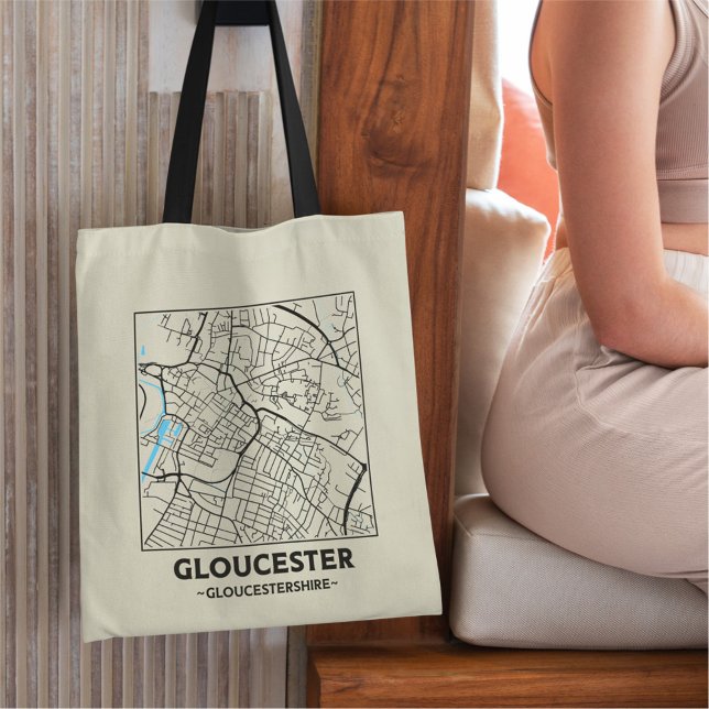 Gloucester, Gloucestershire City Map Tote Bag (Créateur téléchargé)