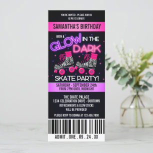 Glow in Dark Skating Invitation de fête d'annivers