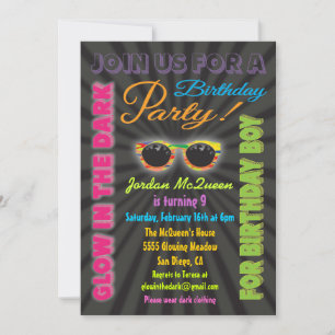 Glow in the Dark Boy Invitations de fête d'anniver
