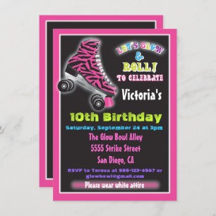 Glow in the dark roller Patinage invitations