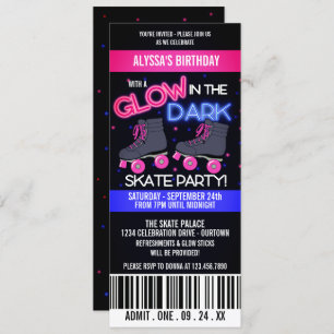 Glow in the Dark Skating Party Invitation