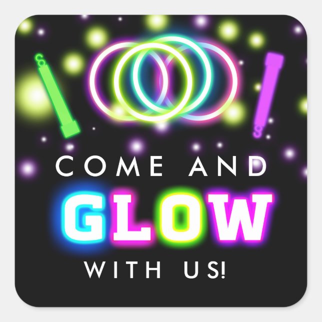GLOW with us Neon Lights Stickers de fête d'annive (Devant)