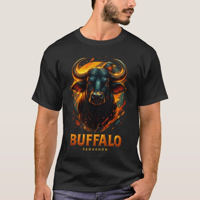Glowing Buffalo Head T-Shirt (Devant)