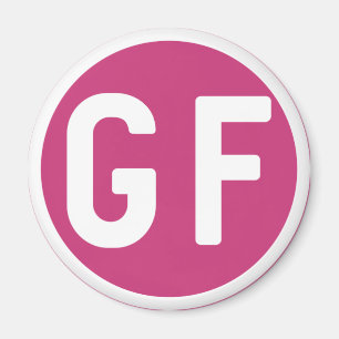Gluten Free GF Circle Magenta et Magnet blanc