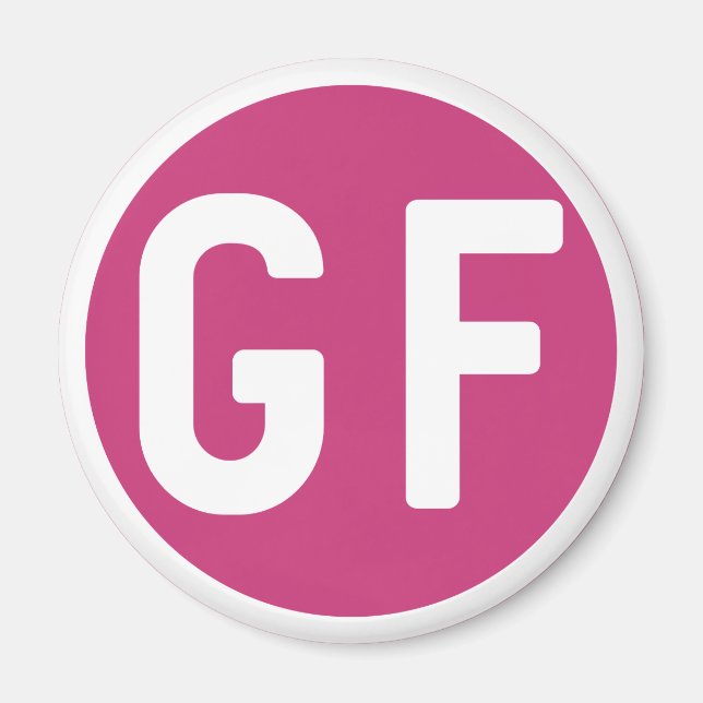 Gluten Free GF Circle Magenta et Magnet blanc (Devant)