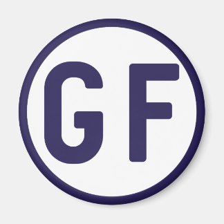 Gluten Free GF Circle Navy Blue et White Magnet