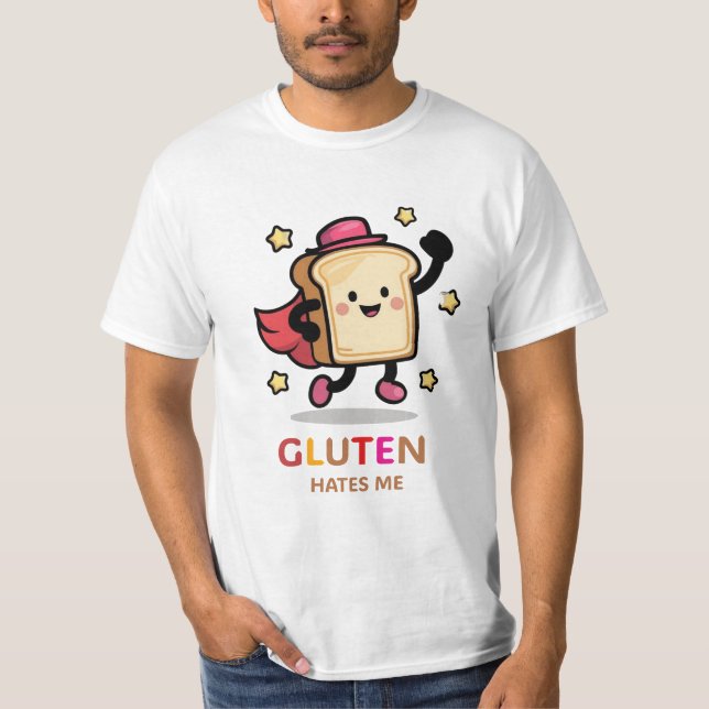 Gluten me déteste Couteau rose Retro T-shirt Vinta (Devant)