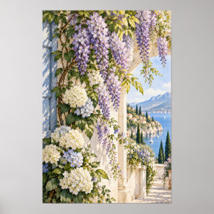 Glycine Hydrangea Bord de Lac Décoration Murale de