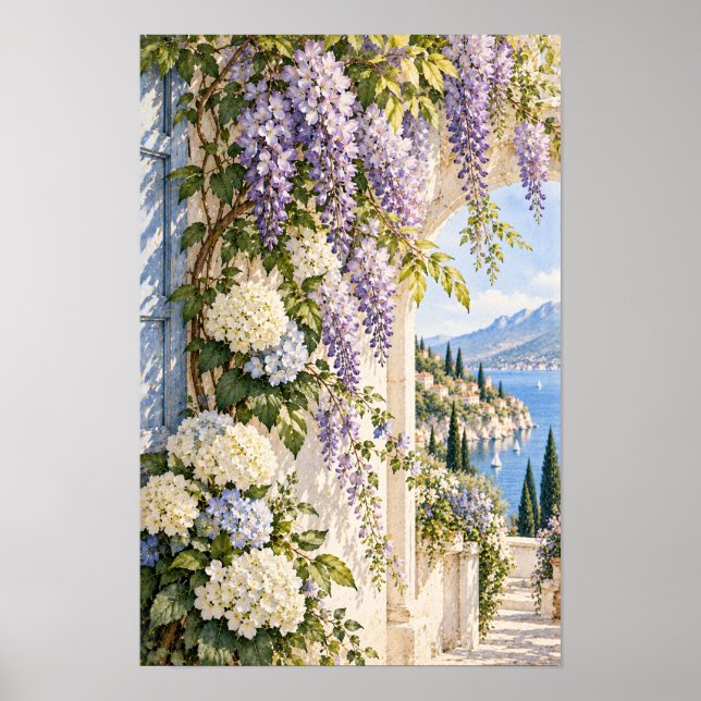 Glycine Hydrangea Bord de Lac Décoration Murale de (Devant)