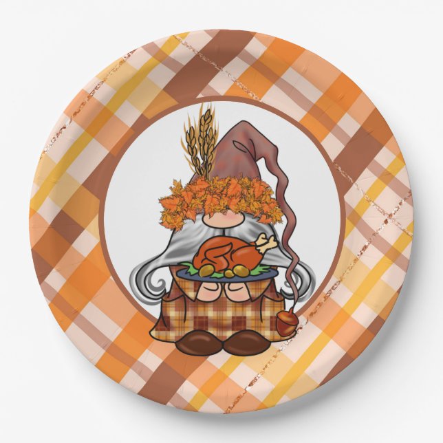 Gnome assiette en papier pour Thanksgiving (Devant)