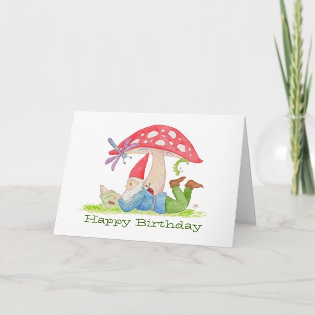 Gnome avec carte d'anniversaire du Livre Fleur (Devant)