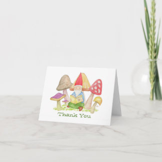 Gnome avec carte de remerciements de livre de cham