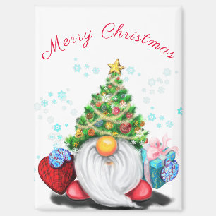 Gnome avec l'arbre de Noël Casquette Magnet cadeau