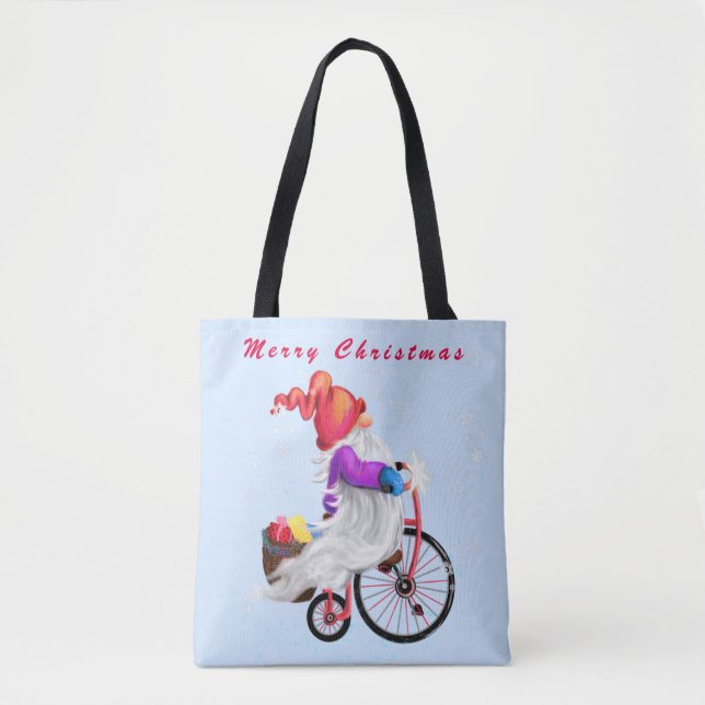 Gnome avec Sac fourre-tout de Noël Vélo (Devant)
