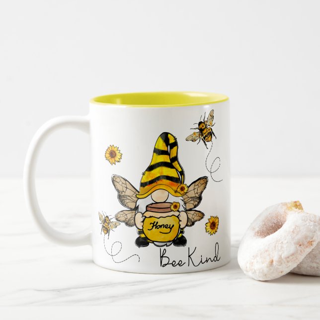 Gnome Bee Kind Sunflower Mug (Avec donut)
