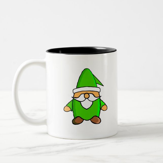 Gnome Cartoon mignonne Mug à café à deux tons (Gauche)