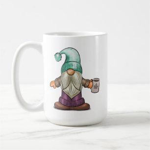Gnome de automne mignonne avec Mug de café
