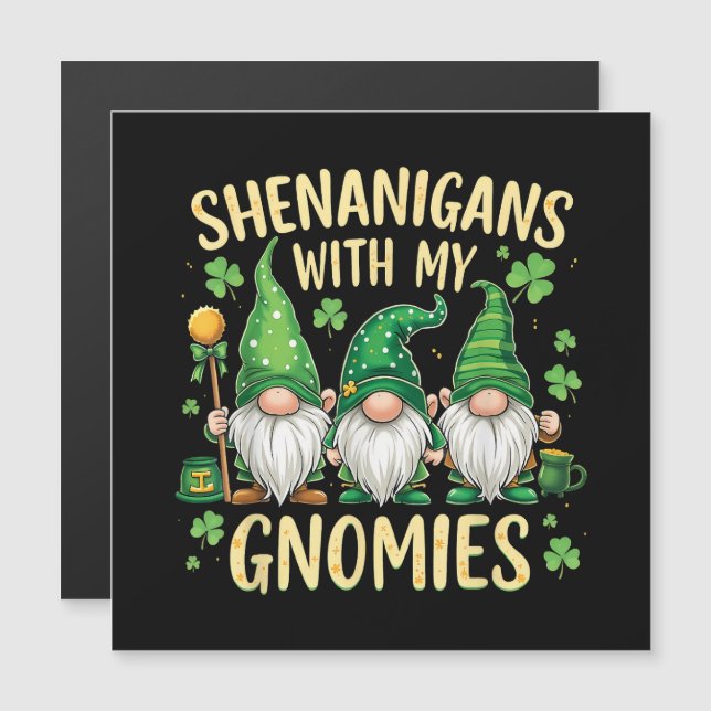 Gnome de la Fête de la Saint-Patrick Trèfle Chance (Devant / Derrière)