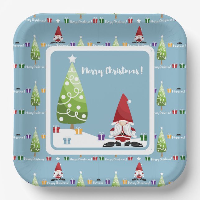 Gnome de Noël assiette en papier (Recto)