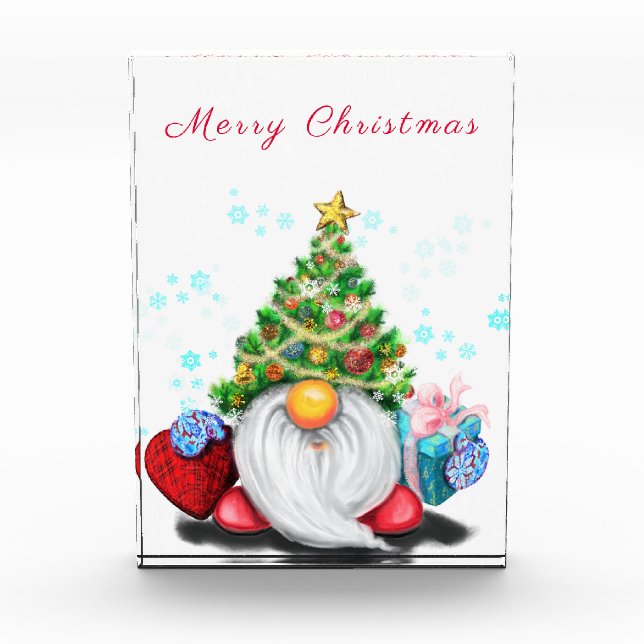 Gnome de Noël avec bloc photo cadeau (Devant)