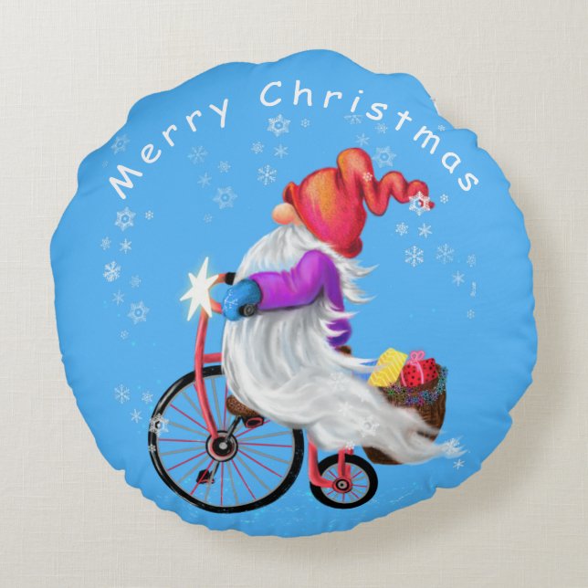 Gnome de Noël avec Coussin à vélo et cadeau (Dos)