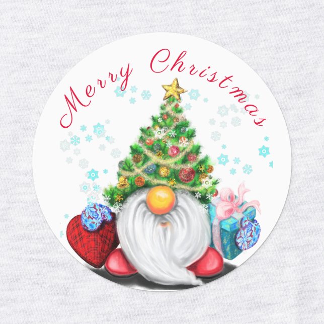 Gnome de Noël avec Sticker cadeau (Design 3)