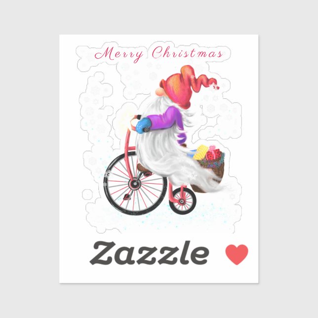 Gnome de Noël avec Sticker cadeau (Feuille)