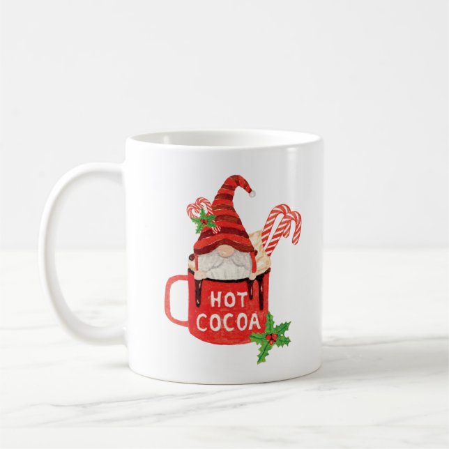Gnome de Noël dans une tasse de chocolat chaud  (Gauche)