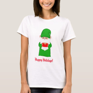 Gnome de Noël moche drôle en T-shirt vert moche