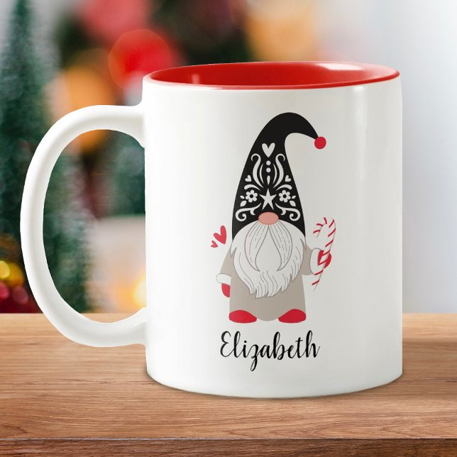 Gnome de Noël personnalisée Mug à deux tons (Créateur téléchargé)