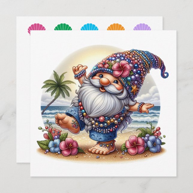 Gnome de Plage Précieux - Invitation au Thème (Devant / Derrière)
