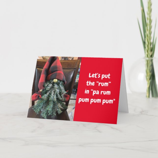 GNOME DIT **RUM HUMOUR** SUR CARTE DE NOËL (Devant)