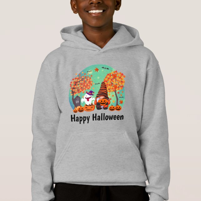 Gnome et fantôme d'Halloween mignons avec Text Boy (Devant)