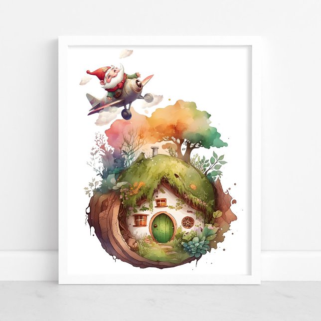 Gnome Heureux Voyage Maison Terre | Affiche (Créateur téléchargé)