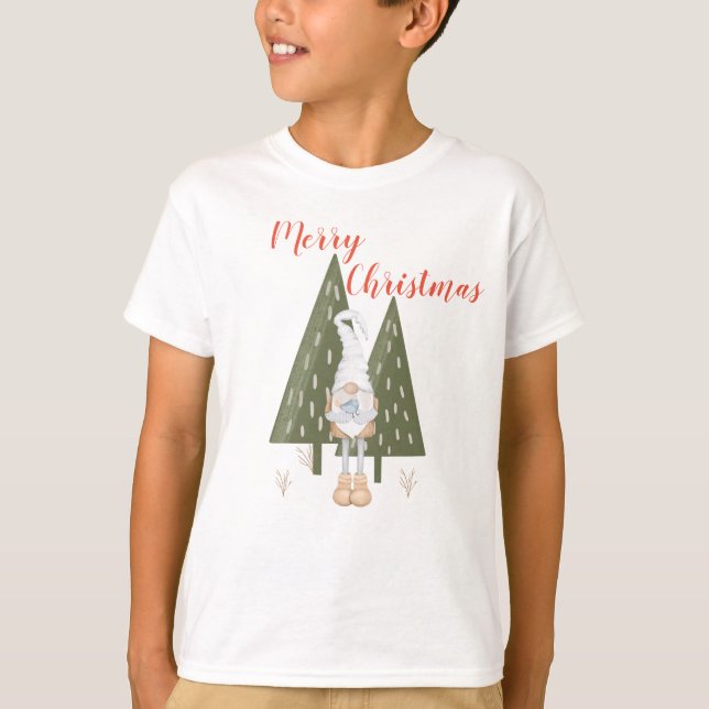 Gnome Joyeux Noël Pour Garçon T-Shirt Correspondan (Devant)