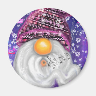 Gnome Magnet de Noël en Casquette violet