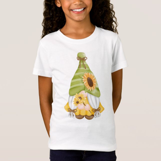 Gnome mignonne avec T-shirt tournesol (Devant)