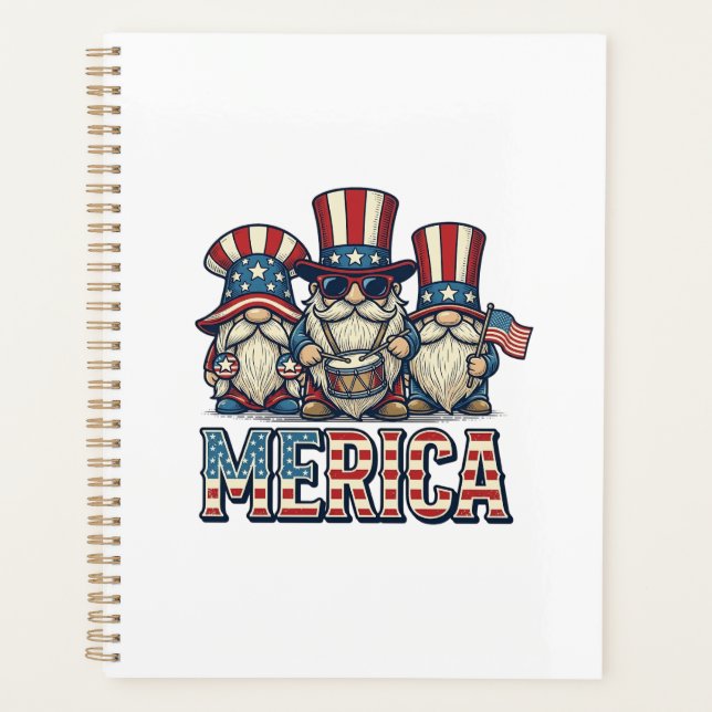 Gnome Patriotique Merica Design Vector Vintage_1 (Devant)
